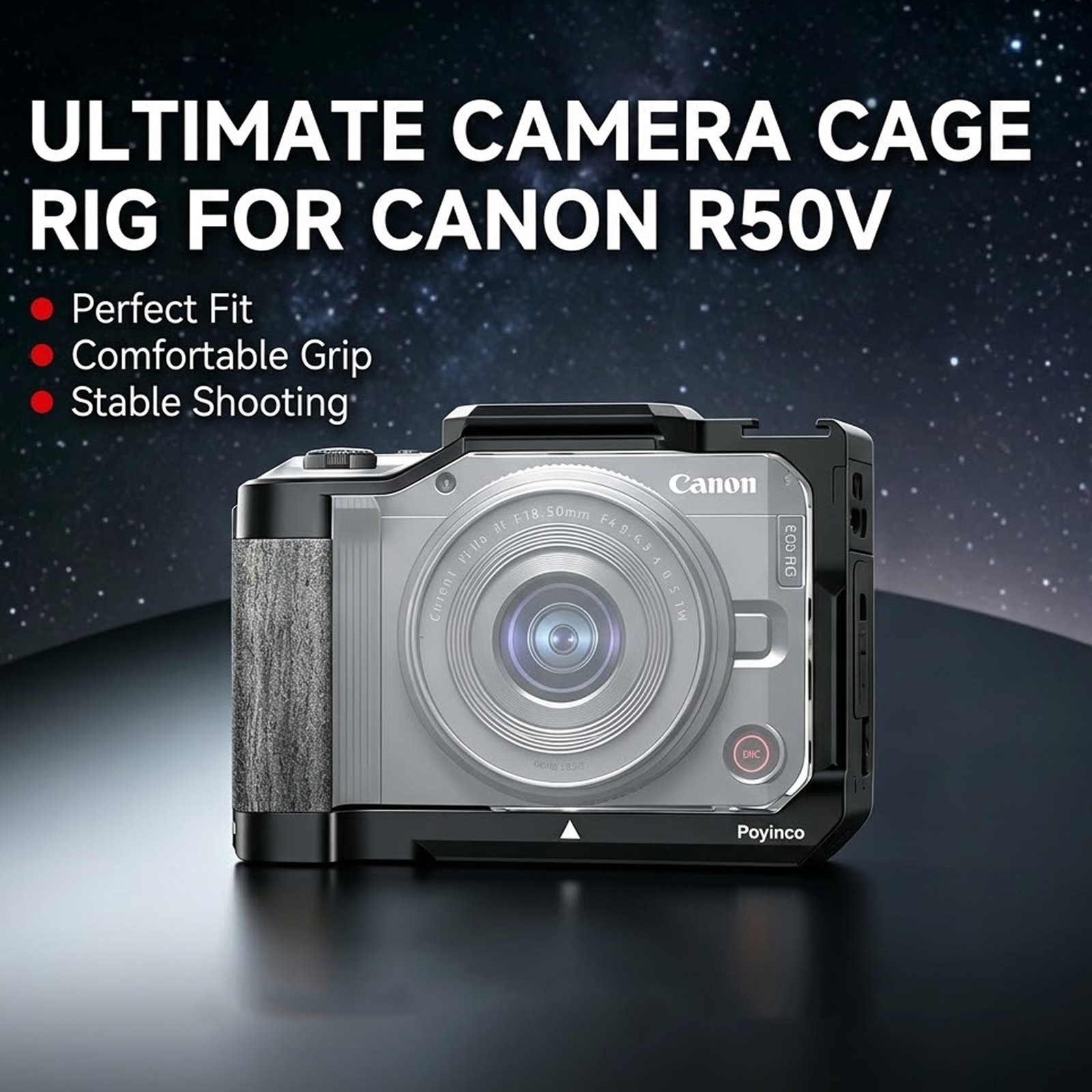 Canon Camera Eos R50 - キヤノン EOS R50 V 用アルミ合金製カメラケージ、アルカクイックリリースコールドシュー、NATOレール、1/4インチ＆3/8インチマウント付き保護リグ